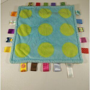 Taggies Green Polka Dot Circle Security Blue Baby Blanket Taggie Lovey Sensory